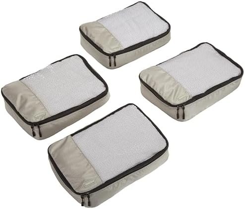 Amazon Basics Lightweight Packing Cubes for Travel, Packing Organizers, 4-Piece Set With Double Zipper Pulls and Mesh Top Panel, 100% Durable Polyester - Image 3
