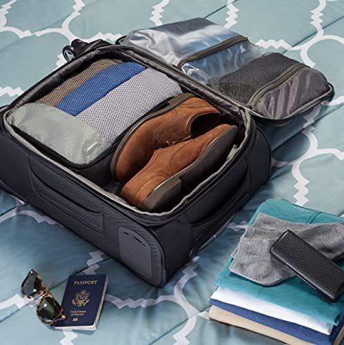Amazon Basics Lightweight Packing Cubes for Travel, Packing Organizers, 4-Piece Set With Double Zipper Pulls and Mesh Top Panel, 100% Durable Polyester - Image 7