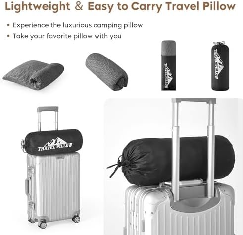 Camping Pillow Travel Pillow Small Shredded Memory Foam Pillow - Compressible Medium Firm, Breathable Cover, Ideal Backpacking Hiking, Airplane and Car - Image 6