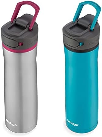Contigo Cortland Chill 2.0 Vacuum-Insulated Stainless Steel Water Bottle, Spill-Proof Lid, Preserves Temperature for Hours, 24oz 2-Pack, Juniper & Dragonfruit, Ideal for Travel and Daily Use - Image 4