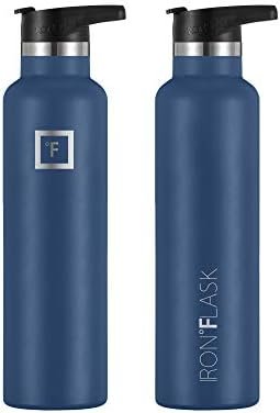 IRON °FLASK Camping & Hiking Hydration Canteens - 3 Lids (Narrow Straw Lid) Leak Proof Vacuum Insulated Stainless Steel - Hot & Cold Double Walled Sports Water Bottle - Twilight Blue, 24 Oz - Image 4