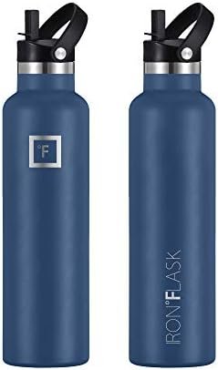 IRON °FLASK Camping & Hiking Hydration Canteens - 3 Lids (Narrow Straw Lid) Leak Proof Vacuum Insulated Stainless Steel - Hot & Cold Double Walled Sports Water Bottle - Twilight Blue, 24 Oz - Image 3