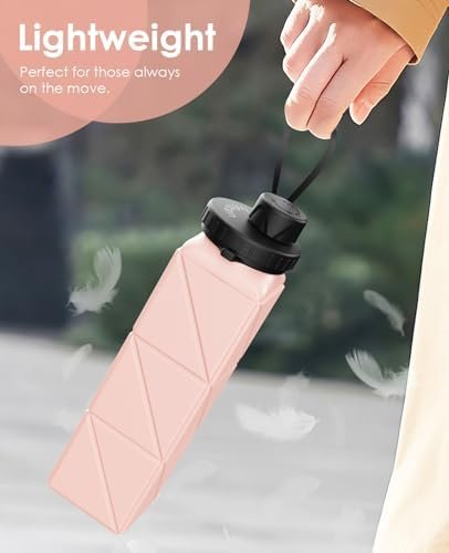 Collapsible Water Bottles, BPA-Free Leak-Proof Silicone Foldable Water Bottle Cup 20.6oz, Durable Lightweight Bottle for Gym Travel Camping Hiking Running Sport,Pink - Image 6