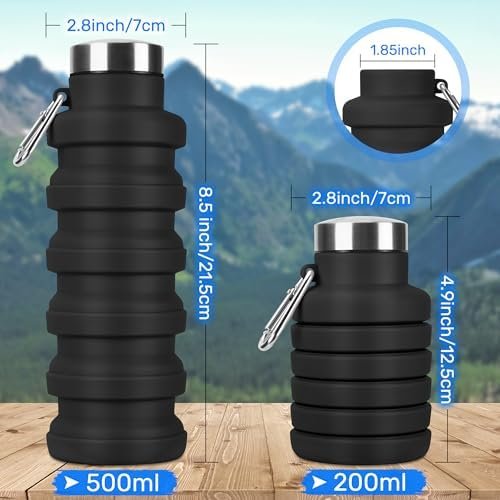 Collapsible Water Bottles, Reuseable BPA Free Silicone Foldable Water Bottle 16oz, Lightweight Leakproof Portable Travel Water Bottles for Traveling Camping Hiking Sports(Pink) - Image 7