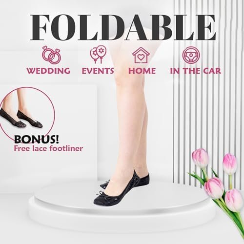 Women's Foldable Portable Travel Ballet Flat Roll Up Slipper Shoes - Image 3