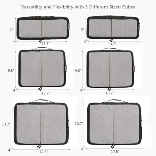 BAGAIL 6 Set Packing Cubes,Travel Luggage Packing Organizers(6Set Black Net) - Image 3