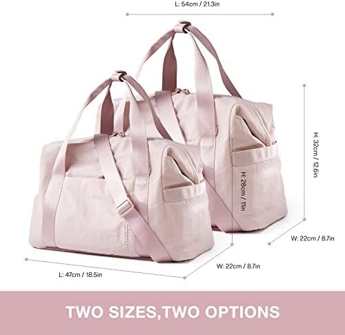BAGSMART Gym Bag for Women, Carry on Weekender Overnight Bag, Travel Duffel Bags with Trolley Sleeve, Personal Item Travel Bag Tote Bag Workout Dance Bag, Pink-Medium - Image 6
