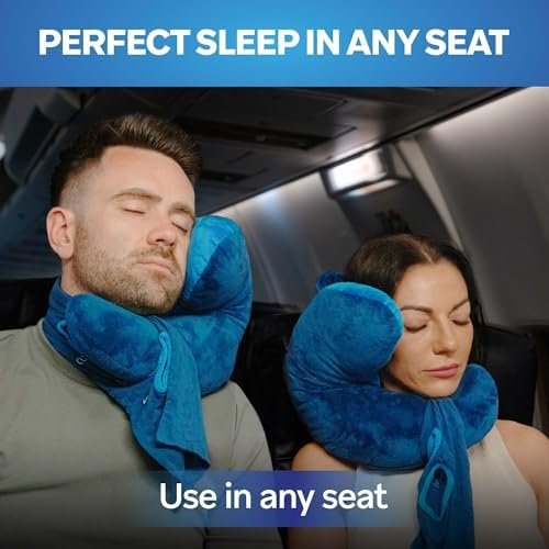 Travel Pillow Plus Wrap. Chin Supporting Travel Pillows for Airplane Sleeping - Flight Pillow Supports Your Head, Neck & Chin, 2024 Updated Version, (Blue 2-Tone) - Image 3