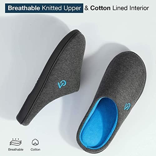 VeraCosy Men's Two-Tone Memory Foam House Slippers Indoor Outdoor Durable Rubber Sole - Image 2