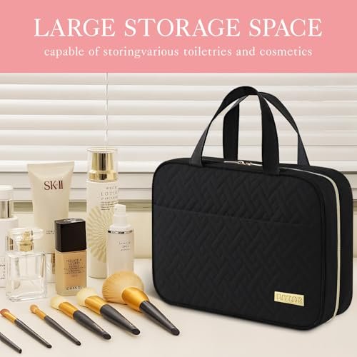 HOTOR Travel Toiletry Bag - Toiletry Bag w/Hanging Hook - Spacious Toiletry Bag for Women & Men, Makeup Bag/Big Comparment, Waterproof for Travel Accessories, Travel Essentials, Medium, Black - Image 2