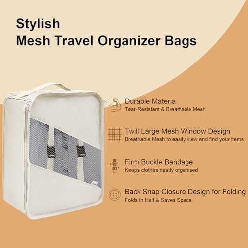 Packing Cubes for Travel - 7 Set Luggage Organizer Bags for Household, Mesh Breathable Travel Packing Cubes for Suitcases Durable Travel Essentials Bags Set - Image 5