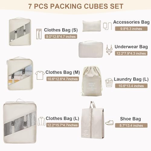 Packing Cubes for Travel - 7 Set Luggage Organizer Bags for Household, Mesh Breathable Travel Packing Cubes for Suitcases Durable Travel Essentials Bags Set - Image 2