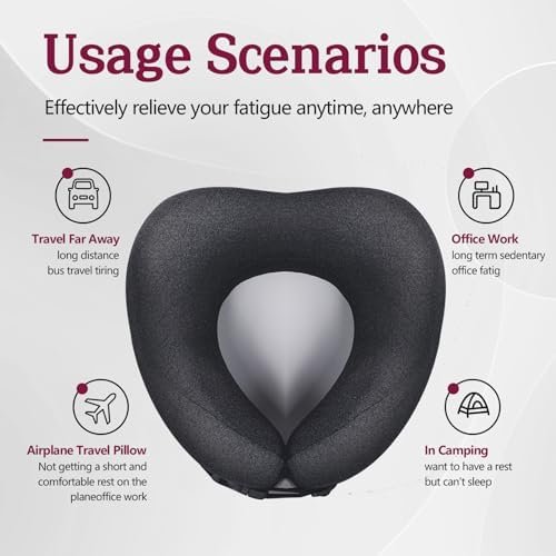Travel Pillow Vac Compressed Memory Foam Neck Pillow Airplane,Soft and Compatible,Neck Support,Washable,Airplanes Travel Essentials Accessories for Office,Flight,Cars Breaks Sleeping(Black) - Image 2