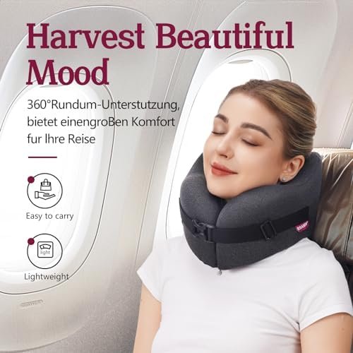 Travel Pillow Vac Compressed Memory Foam Neck Pillow Airplane,Soft and Compatible,Neck Support,Washable,Airplanes Travel Essentials Accessories for Office,Flight,Cars Breaks Sleeping(Black) - Image 5