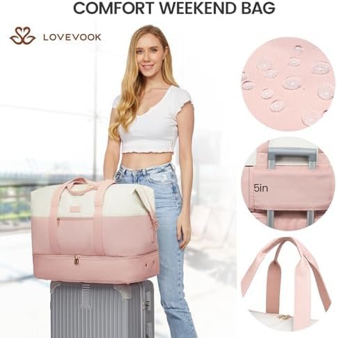 LOVEVOOK Travel Bag, Weekender Bags for Women, Carry on Overnight Bag with Toiletry Bag, Duffle Bag for Travel with Shoe Compartment, Gym Bag for Women, Hospital Bags for Labor and Delivery - Image 5