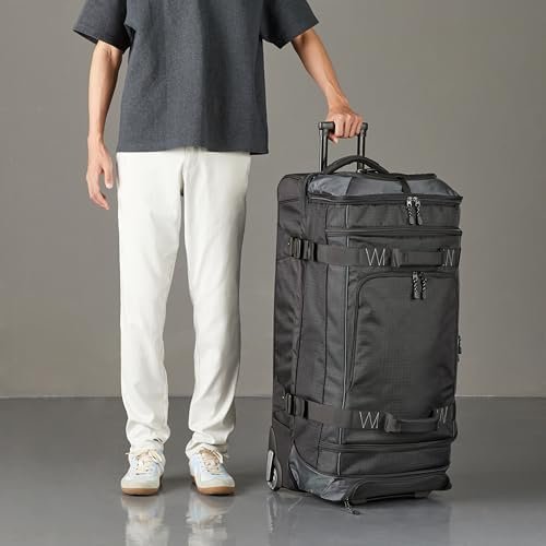 Amazon Basics Ripstop Wheeled Duffel Bag for Travel, Travel Bag, Telescoping Handle, 35", Black - Image 5