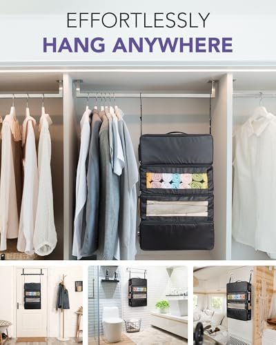Suitcase Organizer, Travel Luggage Organizer Hanging Shelves Packing Cube Organizer Closet/Collapsible Portable Travel Organizer for Carry-on - Image 4