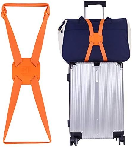 Luggage Straps Bag Bungees for Add a Bag Easy to Travel Suitcase Elastic Strap Belt(Orange)