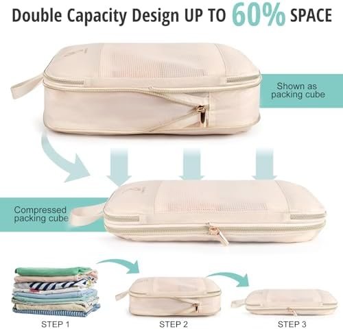 Expandable Compression Packing Cubes for Suitcases,6 Set Lightweight Compressible Travel Packing Organizer for Carry on Suitcase,Organizer Bags Set as Travel Essentials for Women - Image 3