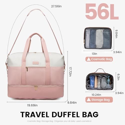 LOVEVOOK Travel Bag, Weekender Bags for Women, Carry on Overnight Bag with Toiletry Bag, Duffle Bag for Travel with Shoe Compartment, Gym Bag for Women, Hospital Bags for Labor and Delivery - Image 2