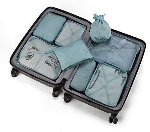 Packing Cubes 8 Sets Travel Luggage Organizers Include Waterproof Shoe Storage Bag Convenient Packing Pouches for Traveller (Blue grey) - Image 6