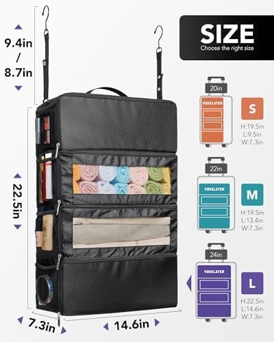 Suitcase Organizer, Travel Luggage Organizer Hanging Shelves Packing Cube Organizer Closet/Collapsible Portable Travel Organizer for Carry-on - Image 2