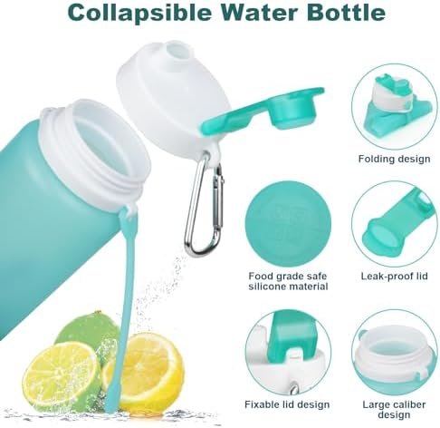 PLTCAT Collapsible Water Bottle, Foldable Water Bottle BPA Free Reusable Lightweight Leak-Proof Travel Silicone Water Bottle for Travel, Gym, Hiking, Office, Camping - Image 5