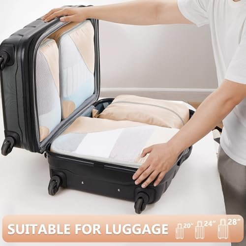 8/10 Sets Packing Cubes for Travel, Sturdy Suitcase Organizer in 4 Sizes (Extra Large, Large, Medium, Small), OlarHike Luggage Cubes with Toiletry Bag, Travel Essentials, Cruise Ship Gifts for Women - Image 4