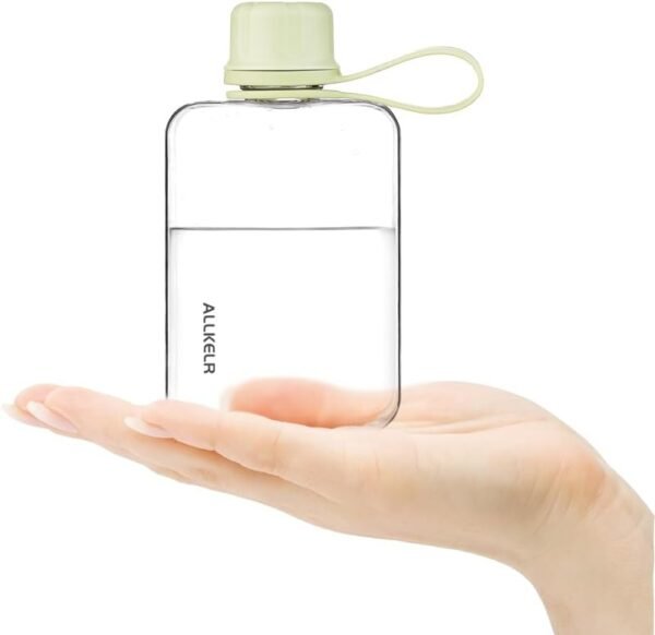 Portable Flat Water Bottle,BPA Free Reusable Tritan Plastic Travel Water Bottle Cup,Lightweight Leakproof Slim Water Bottles Fits Purse,Backpacking,Hiking (Green, 8 oz) - Image 2