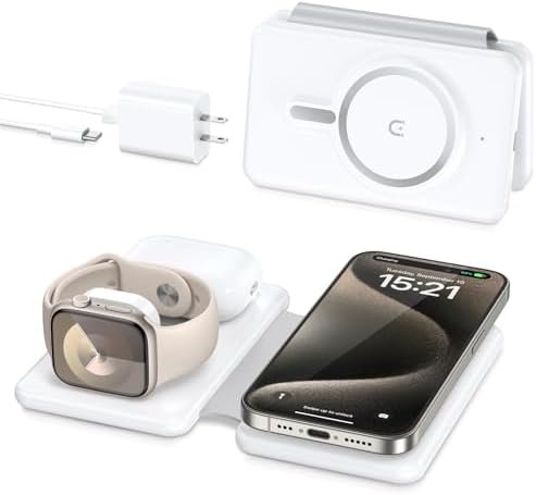 Magnetic Wireless Charger for iPhone: 3 in 1 Travel Charging Station for Apple Devices for iPhone 16 15 14 13 12 Pro Max Plus - Foldable Charging Pad for Apple Watch Series & Airpods 3 2 Pro - Image 8