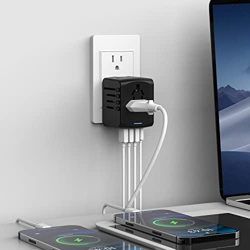Universal International Travel Power Adapter W/High Speed 2.4A USB, 3.0A Type-C Wall Charger, European Adapter, Worldwide AC Outlet Plugs Adapters for Europe, UK, US, AU, Asia-Black - Image 6