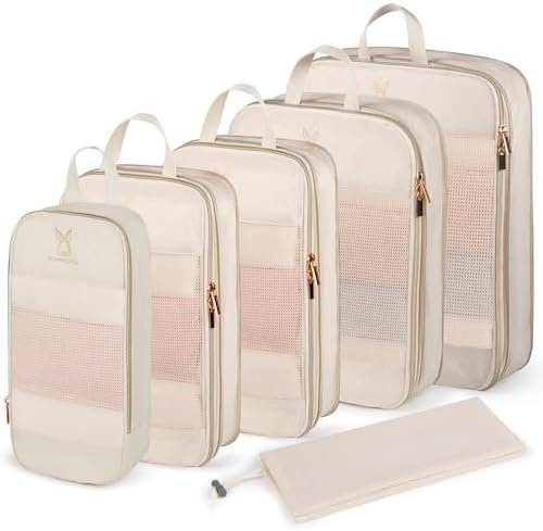 Expandable Compression Packing Cubes for Suitcases,6 Set Lightweight Compressible Travel Packing Organizer for Carry on Suitcase,Organizer Bags Set as Travel Essentials for Women