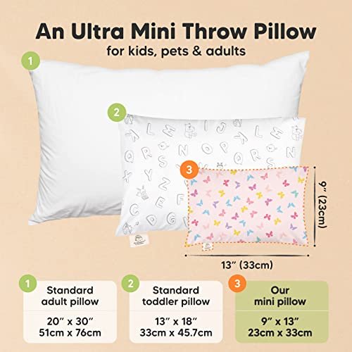 Mini Toddler Pillow with Pillowcase - 9x13 My Little Dreamy Mini Pillow, Organic Toddler Pillows for Sleeping, Kids Pillow, Small Pillows, Travel Pillows for Sleeping, Toddler Bed Pillows (Flutter) - Image 2