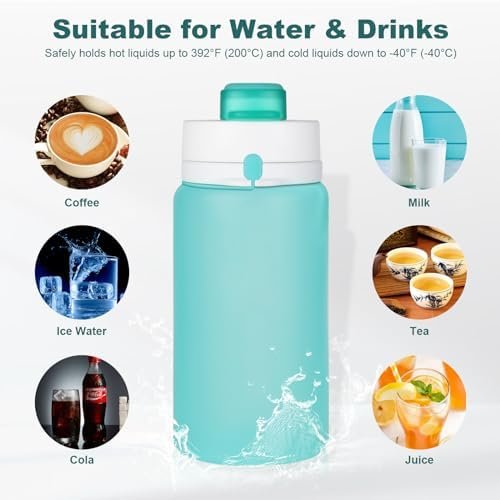 PLTCAT Collapsible Water Bottle, Foldable Water Bottle BPA Free Reusable Lightweight Leak-Proof Travel Silicone Water Bottle for Travel, Gym, Hiking, Office, Camping - Image 6