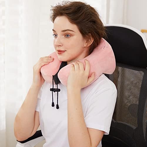 Travel Pillow, Best Memory Foam Neck Pillow Head Support Soft Pillow for Sleeping Rest, Airplane Car & Home Use (Pink) - Image 3