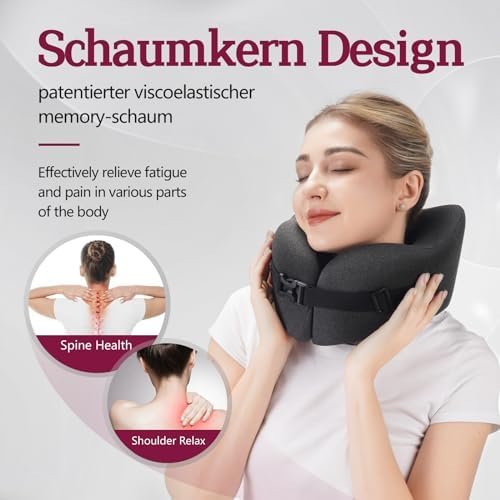 Travel Pillow Vac Compressed Memory Foam Neck Pillow Airplane,Soft and Compatible,Neck Support,Washable,Airplanes Travel Essentials Accessories for Office,Flight,Cars Breaks Sleeping(Black) - Image 6