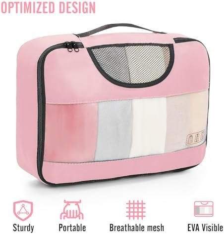 Veken 8 Set Packing Cubes for Suitcases, Travel Essentials for Carry on, Luggage Organizer Bags Set for Travel Accessories in 4 Sizes(Extra Large, Large, Medium, Small), Pink - Image 8