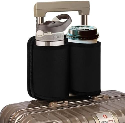 Accmor Luggage Travel Cup Holder,Universal Suitcase Cup Holder, Free Hands Suitcase Drinks Beverage Holder, Luggage Cup Caddy Gifts for Travelers Flight Attendants