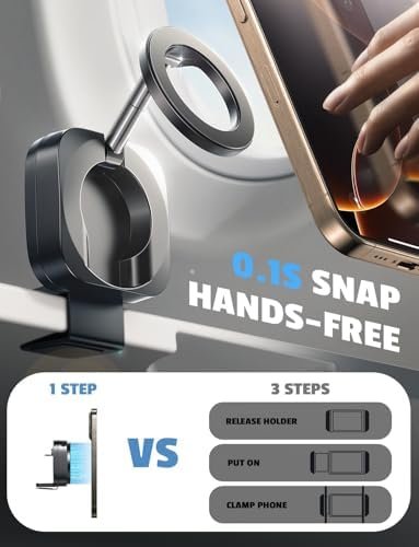 LISEN Airplane Travel Essentials Phone Holder for MagSafe Accessories, Handsfree for MagSafe Phone Stand Plane Travel Essentials for Flying Travel Accessories Long Flight Must Haves for iPhone 16 15 - Image 2