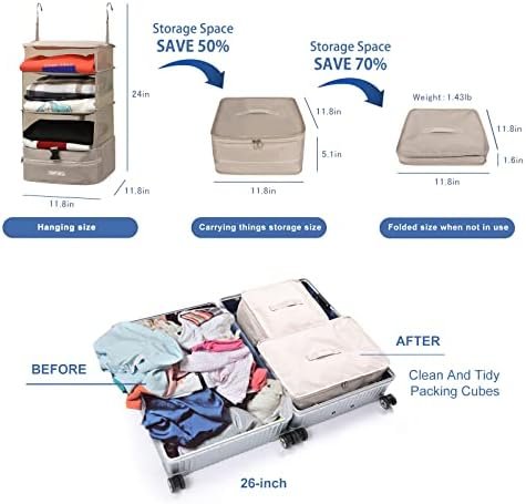 TABITORA Portable Hanging Travel Shelves Bag Packing Cube Organizer Suitcase Storage Large Capacity - Image 2