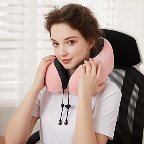 Travel Pillow, Best Memory Foam Neck Pillow Head Support Soft Pillow for Sleeping Rest, Airplane Car & Home Use (Pink) - Image 4