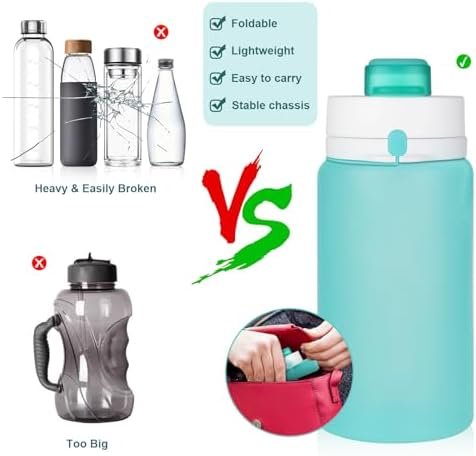PLTCAT Collapsible Water Bottle, Foldable Water Bottle BPA Free Reusable Lightweight Leak-Proof Travel Silicone Water Bottle for Travel, Gym, Hiking, Office, Camping - Image 3