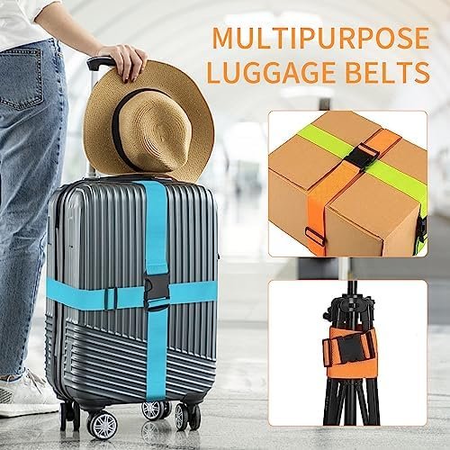 BILIONE 4 Pack Luggage Straps 79" Long Belts Keep Suitcase Secure While Traveling, TSA Approved Add a Bag Premium Accessory for Travel Bag Closure (Blue+Orange+Rose Pink+Green) - Image 7