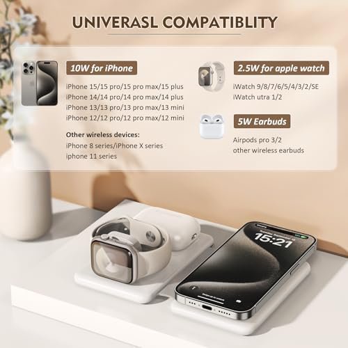 Magnetic Wireless Charger for iPhone: 3 in 1 Travel Charging Station for Apple Devices for iPhone 16 15 14 13 12 Pro Max Plus - Foldable Charging Pad for Apple Watch Series & Airpods 3 2 Pro - Image 2