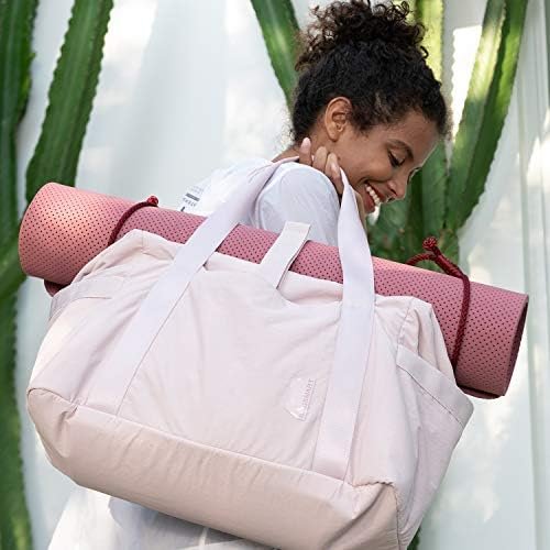 BAGSMART Gym Bag for Women, Carry on Weekender Overnight Bag, Travel Duffel Bags with Trolley Sleeve, Personal Item Travel Bag Tote Bag Workout Dance Bag, Pink-Medium - Image 2