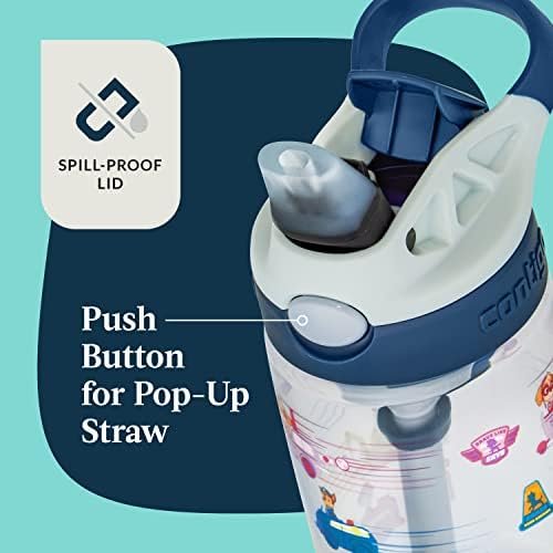 Contigo Paw Patrol Kids 14oz Plastic Water Bottles, Aubrey Design with Spill-Proof Lid, Silicone Straw, 2-Pack, Convenient for Travel/Home/School Use, Dishwasher Safe - Image 2