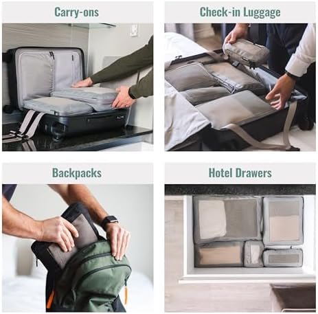 Compression Packing Cubes for Travel - Luggage Organizer Bags - Double Zipper Packing Cubes for Suitcases (4-Pack, Beige) - Image 7