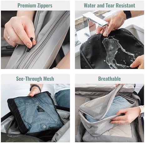 Compression Packing Cubes for Travel - Luggage Organizer Bags - Double Zipper Packing Cubes for Suitcases (4-Pack, Beige) - Image 8