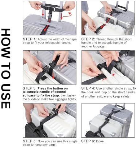 Vigorport Luggage Straps, Luggage Connector Straps for Suitcases Add A Bag and Connect Your 2 Suitcases Together Adjustable Attachment Accessories Belts (1'' Width S Size) - Image 4