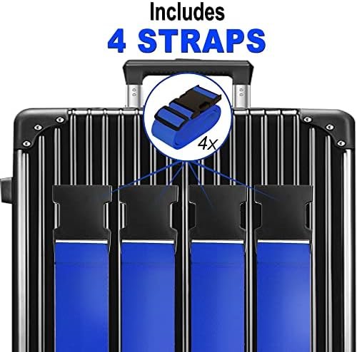 Luggage Straps for Suitcases TSA Approved Travel Belt 4 Pack by Chelmon(Blue) - Image 3